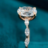 Side View Of Oval & Marquise Cut Lab Grown Diamond Anniversary Ring