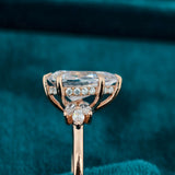 Side View Of Pear Cut Lab Diamond Hidden Halo Engagement Ring