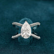 Front View of Pear Cut Lab Diamond Split Shank Wedding Ring For Her