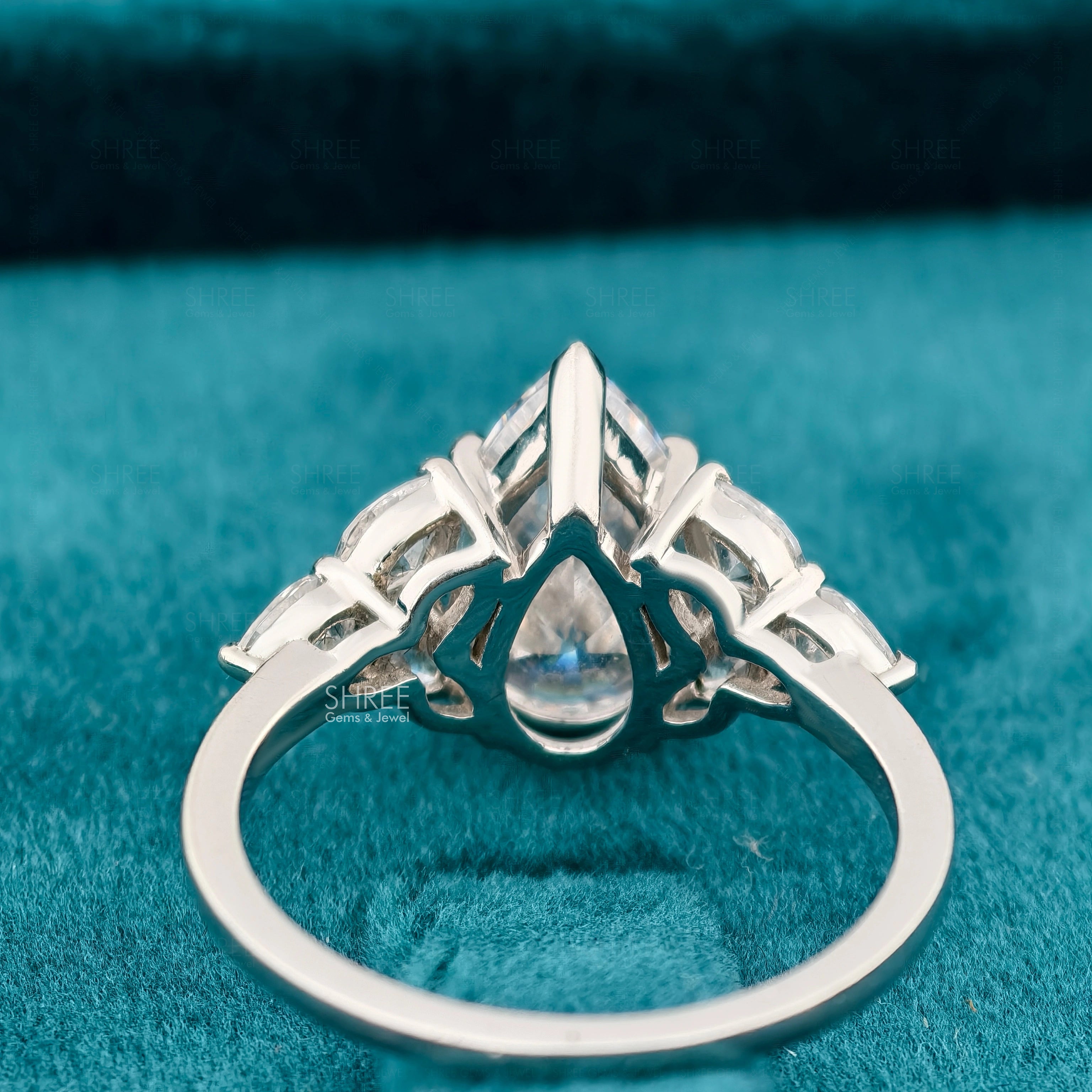 Back View of Lab Grown Pear Diamond Ring