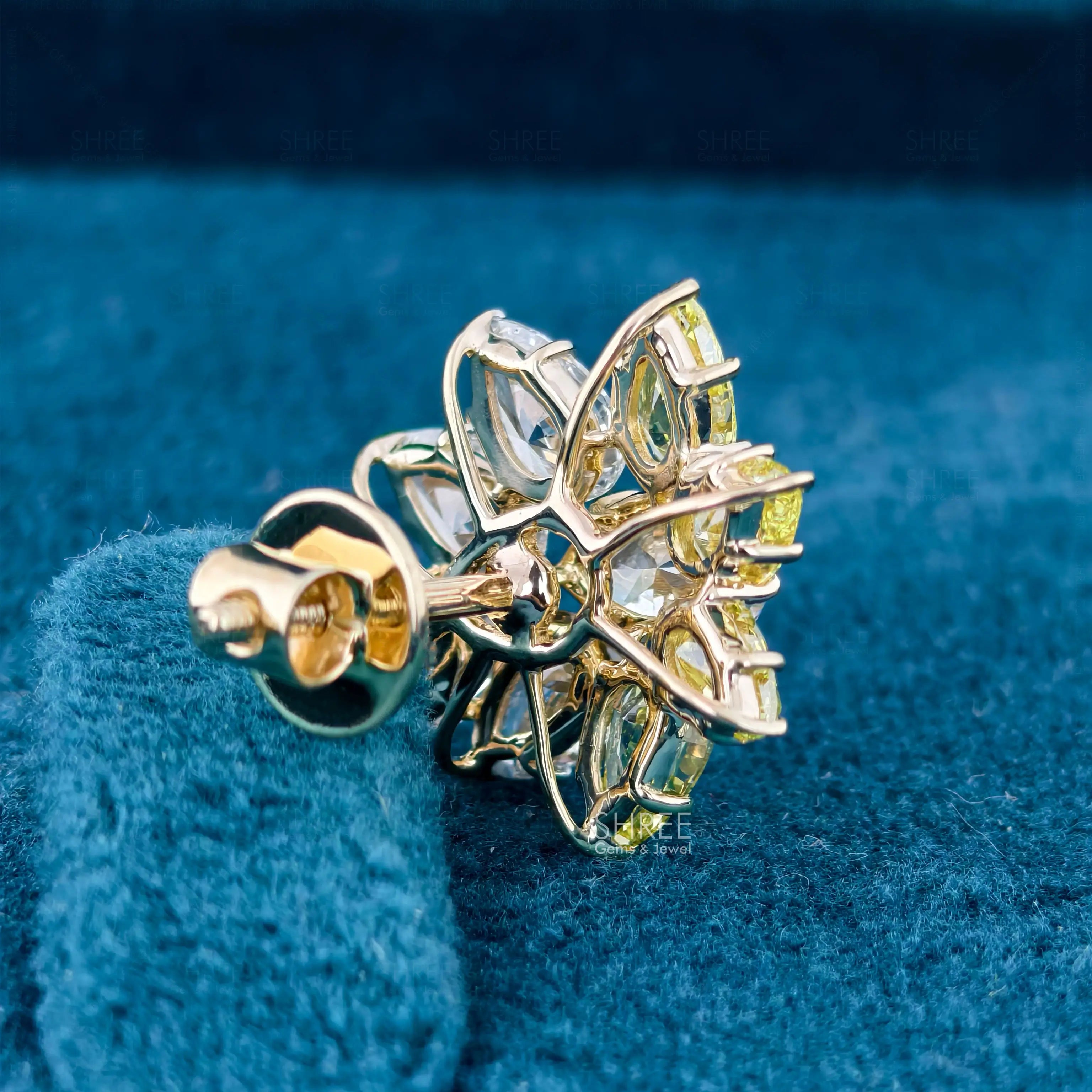 back side view of diamond studs earrings for women​
