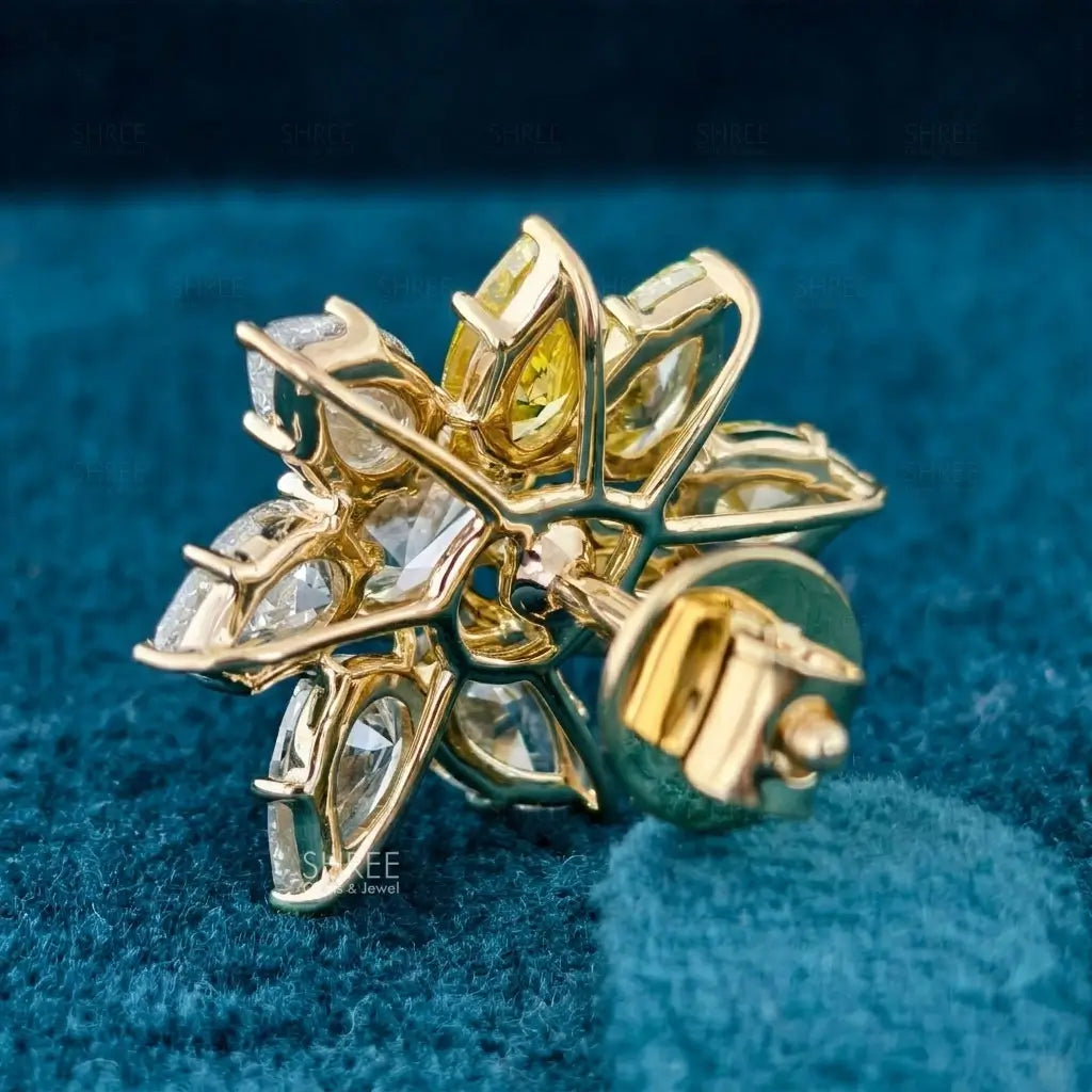 back view of yellow diamonds earrings​