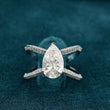 Pear Cut Lab Diamond Split Shank Wedding Ring For Her