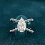 Pear Cut Lab Diamond Split Shank Wedding Ring For Her