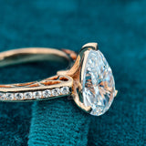 Close View of Pear Shaped Lab Grown Diamond Ring