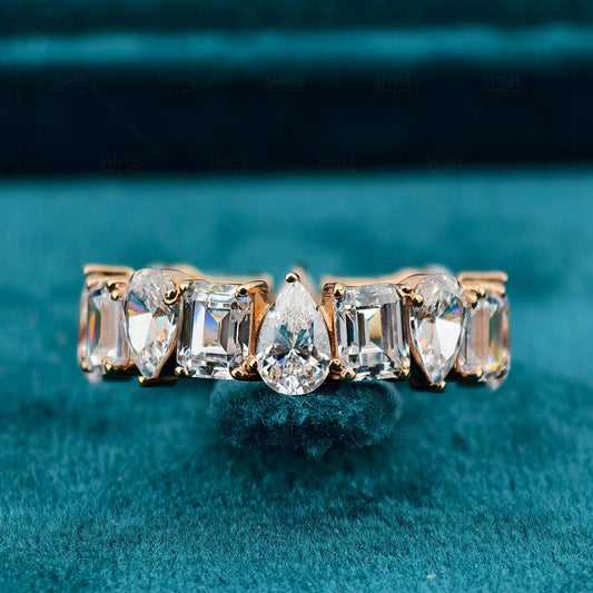 Front View of 3.50 Ct Marquise Diamond Wedding Band for Women