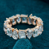 Front Zoom View Of Pear & Emerald Cut Lab Grown Diamond Eternity Band