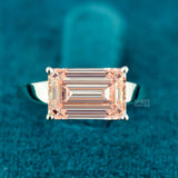 front view of 4 carat emerald cut diamond ring