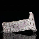 Side Angle of Pink Skeleton Moissanite Watch – Fully Iced Square Dial 41MM