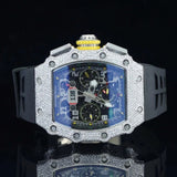 Front view of Premium Moissanite Chronograph Tonneau Shaped Watch