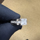 Side View of Pincess Cut Mens Lab Diamond Wedding Band​