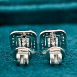 Back View of Princess Cut Lab Grown Diamond Halo Stud Earrings
