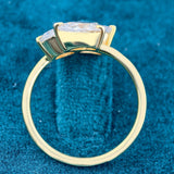 Full Band View of Princess, Oval and Pear Cut Three Stone Toi Et Moi Ring