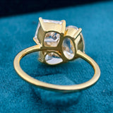 Back Side View of Princess, Oval and Pear Cut Three Stone Toi Et Moi Ring