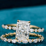 Front angle of Radiant Cut Diamond Ring Bridal Set​