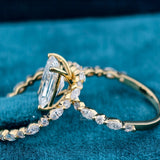 Side view of Radiant Cut Diamond Ring Bridal Set​