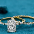 Front view of Radiant Cut Diamond Ring Bridal Set​