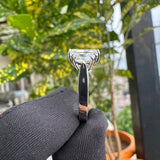 Side view of Radiant Cut Three Stone Engagement Ring​