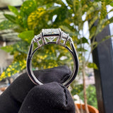 Full band view of Radiant Cut Three Stone Engagement Ring​