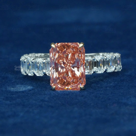 front view of radiant cut diamond engagement rings​
