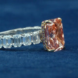 side view of pink lab grown diamond ring​
