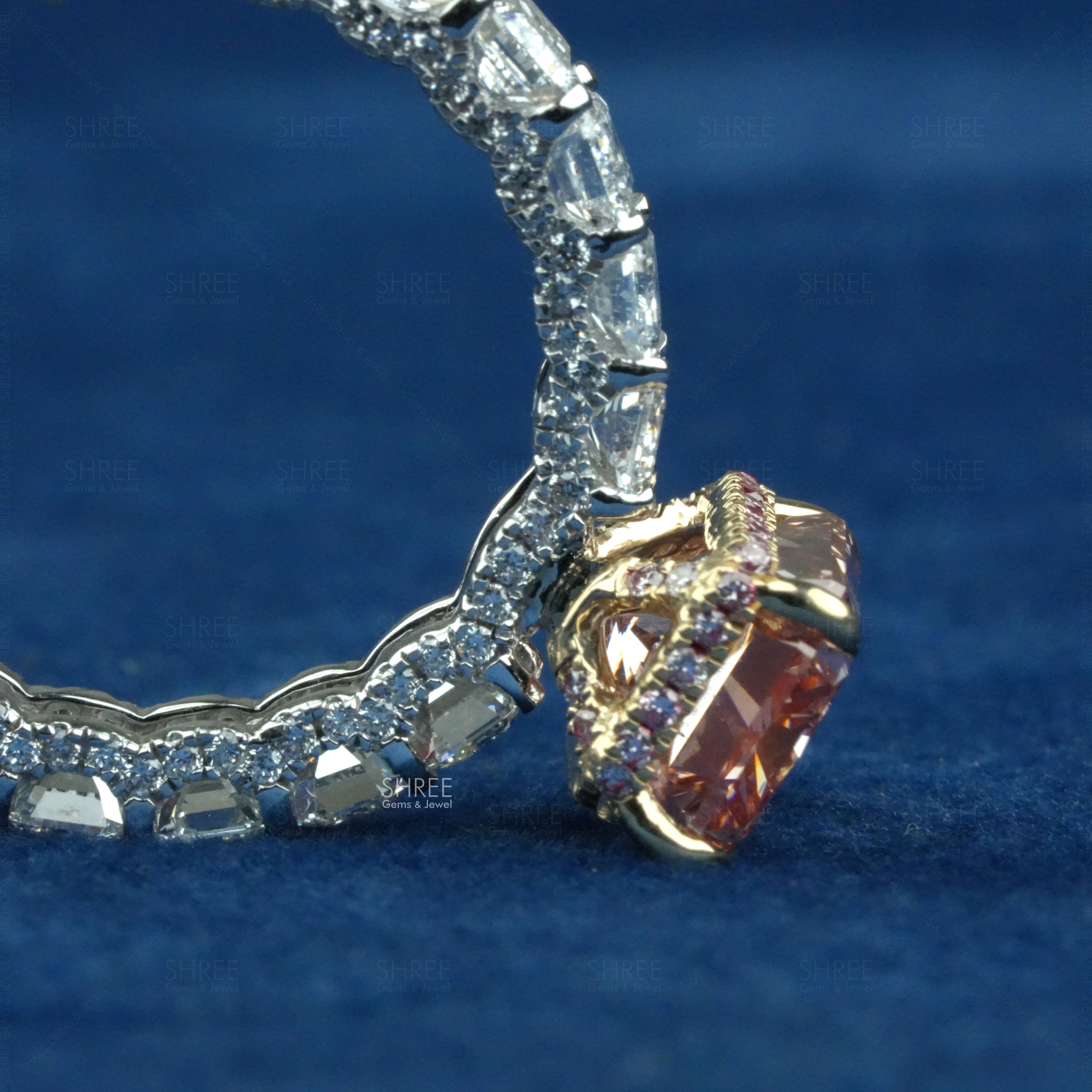 halo view of lab created pink diamond ring​