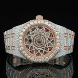 Front View of Red Arabic Dial Moissanite Watch 41mm – Iced Out Luxury AP Style Watch India