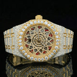 Front View of Red Arabic Dial Moissanite Watch 41mm – Iced Out Luxury AP Style Watch India