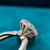 Round Cut Lab Diamond Flower Design Engagement Ring