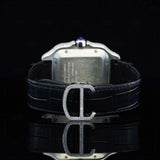 Back View of Roman Black Dial Black Leather Strap Moissanite Watch 41 MM Rose Gold Tone