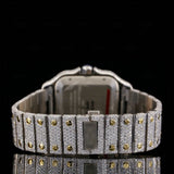 Back View of Roman Blue Dial Two Tone Moissanite Watch | 41 MM | Yellow Gold Tone