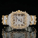 Front view of Roman Dial Moissanite Thorn Watch | 41 MM | Yellow Gold Tone