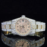 Front View Of Yellow Gold Prism Oyster Moissanite Timepiece – 41MM Two Tone