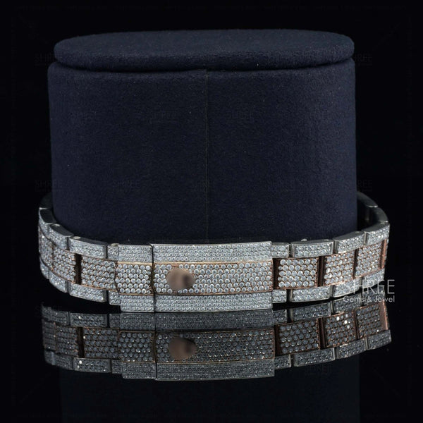 Back Side View Of Rose Gold Prism Oyster Moissanite Timepiece – 41MM Two Tone