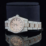 Side Face Of Rose Gold Prism Oyster Moissanite Timepiece – 41MM Two Tone