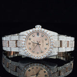 Front View Of Rose Gold Prism Oyster Moissanite Timepiece – 41MM Two Tone