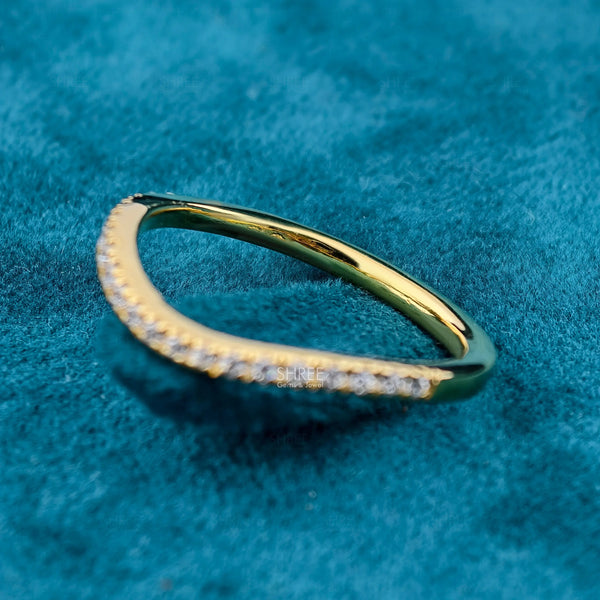 band view of Round Curved Diamond Wedding Band For Her