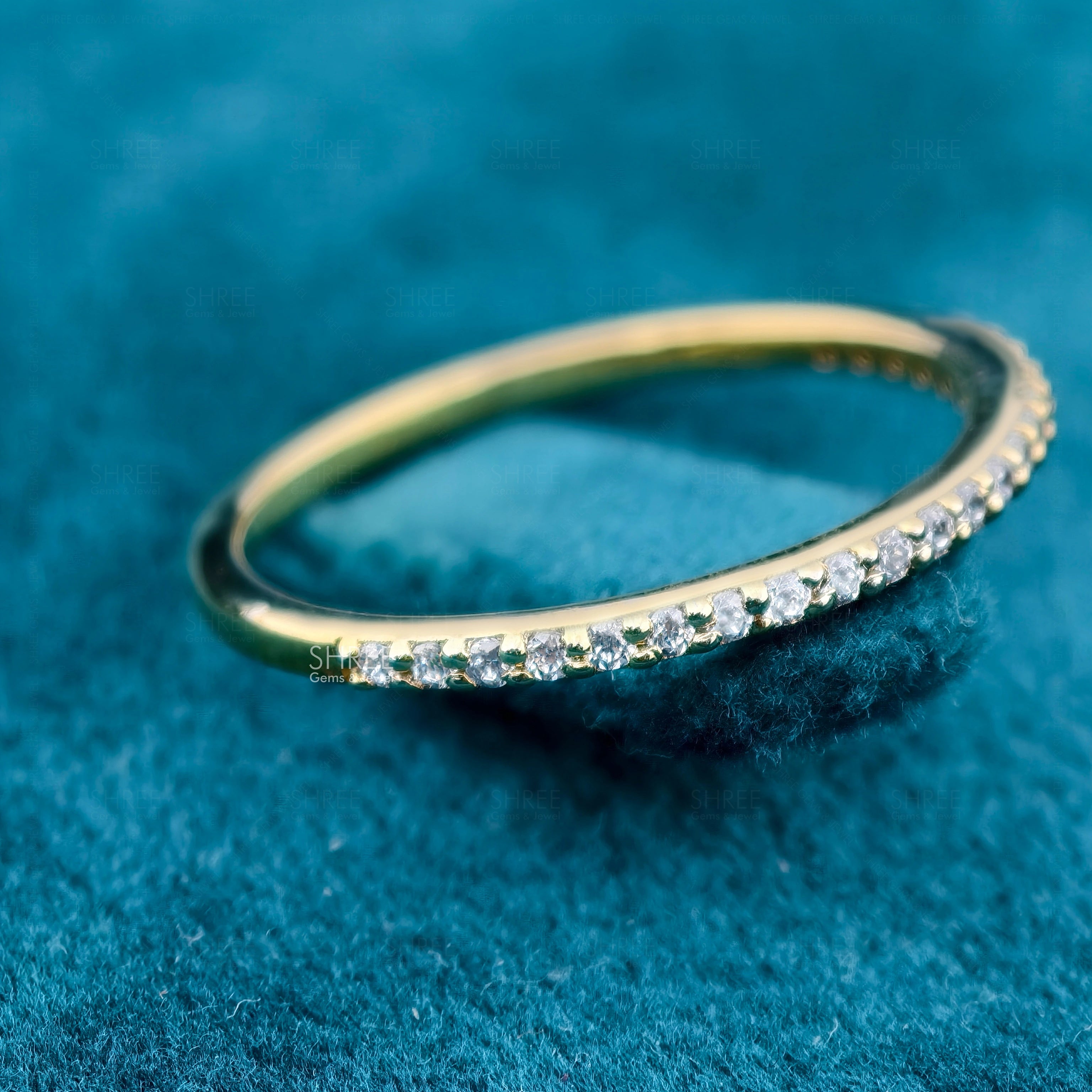 Side View of Round Lab Grown Diamond Half Eternity Band​

