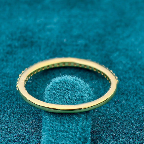 Back Side View of Round Diamond Half Eternity Band