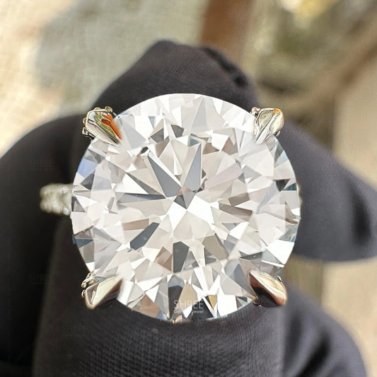Front View of Round Diamond Ring with Hidden Halo