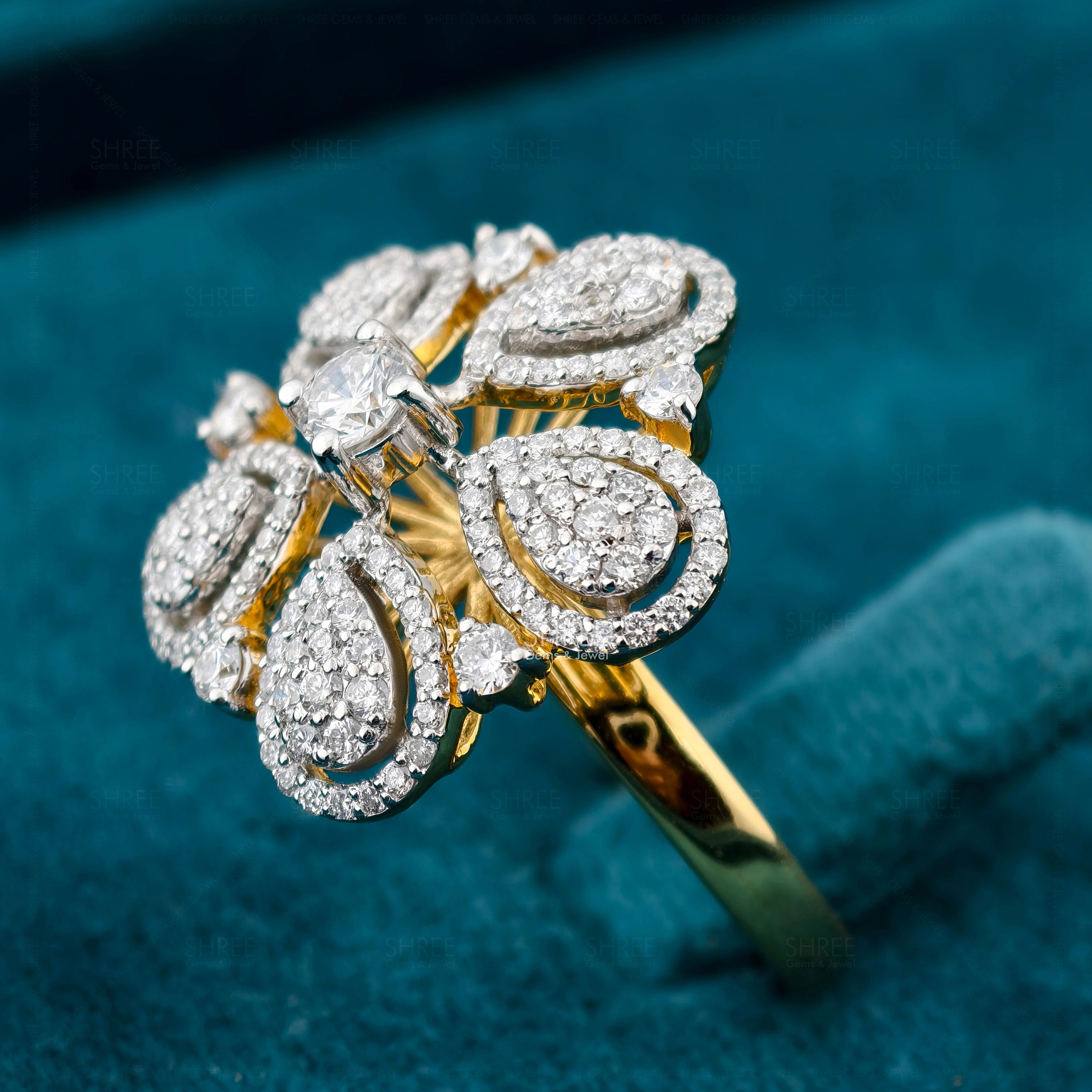 Side Close up View of Diamond Cocktail Ring​


