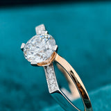 Side view of Round Lab Diamond Crossover Ring