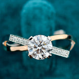 Front view of Round Lab Diamond Crossover Ring