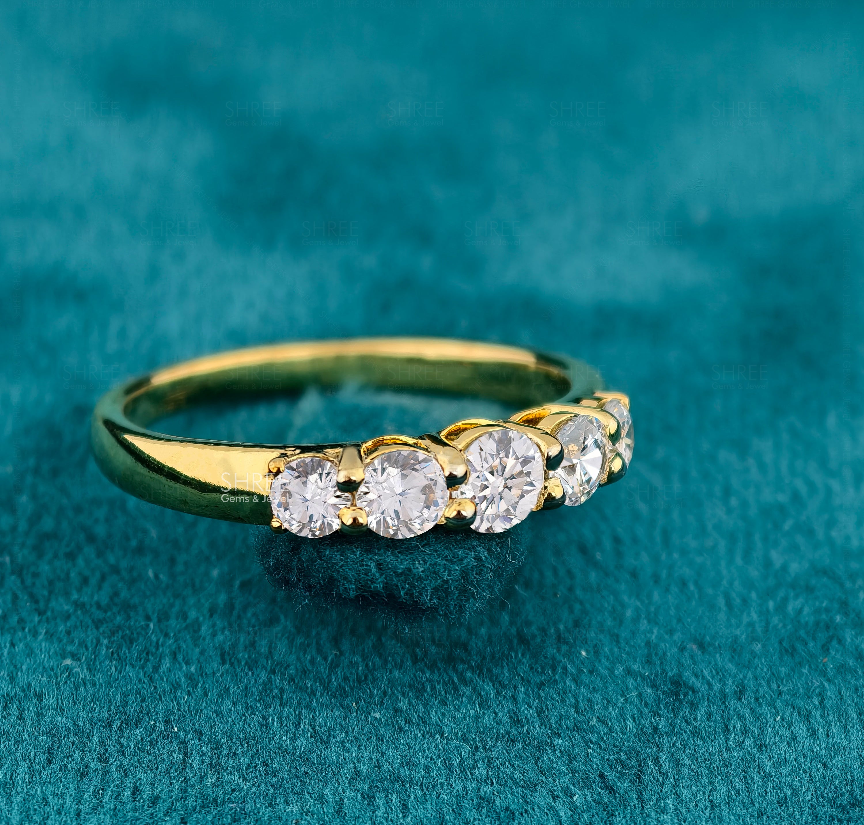 Round Cut Lab Diamond Five Stone Anniversary Ring