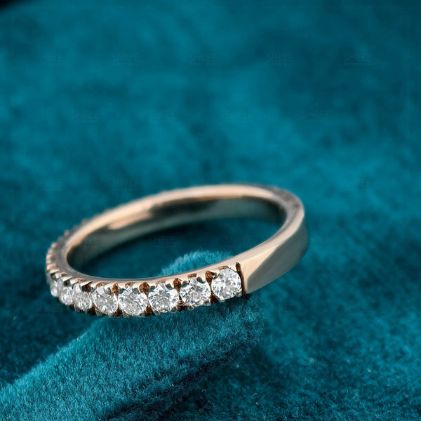 Side View of Round Lab Diamond Half Eternity Band