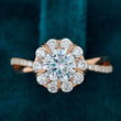 Front View Of Round Lab Diamond Vintage Floral Ring