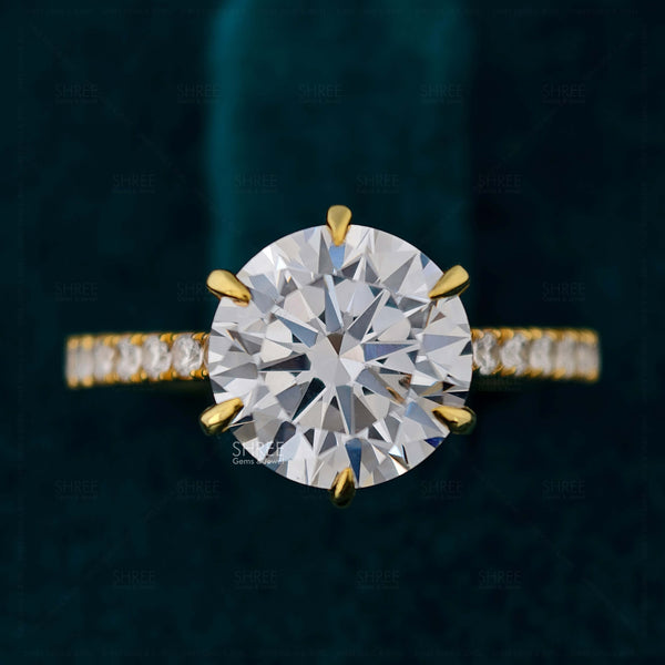 Front View Of Round Lab Grown Diamond Engagement Ring