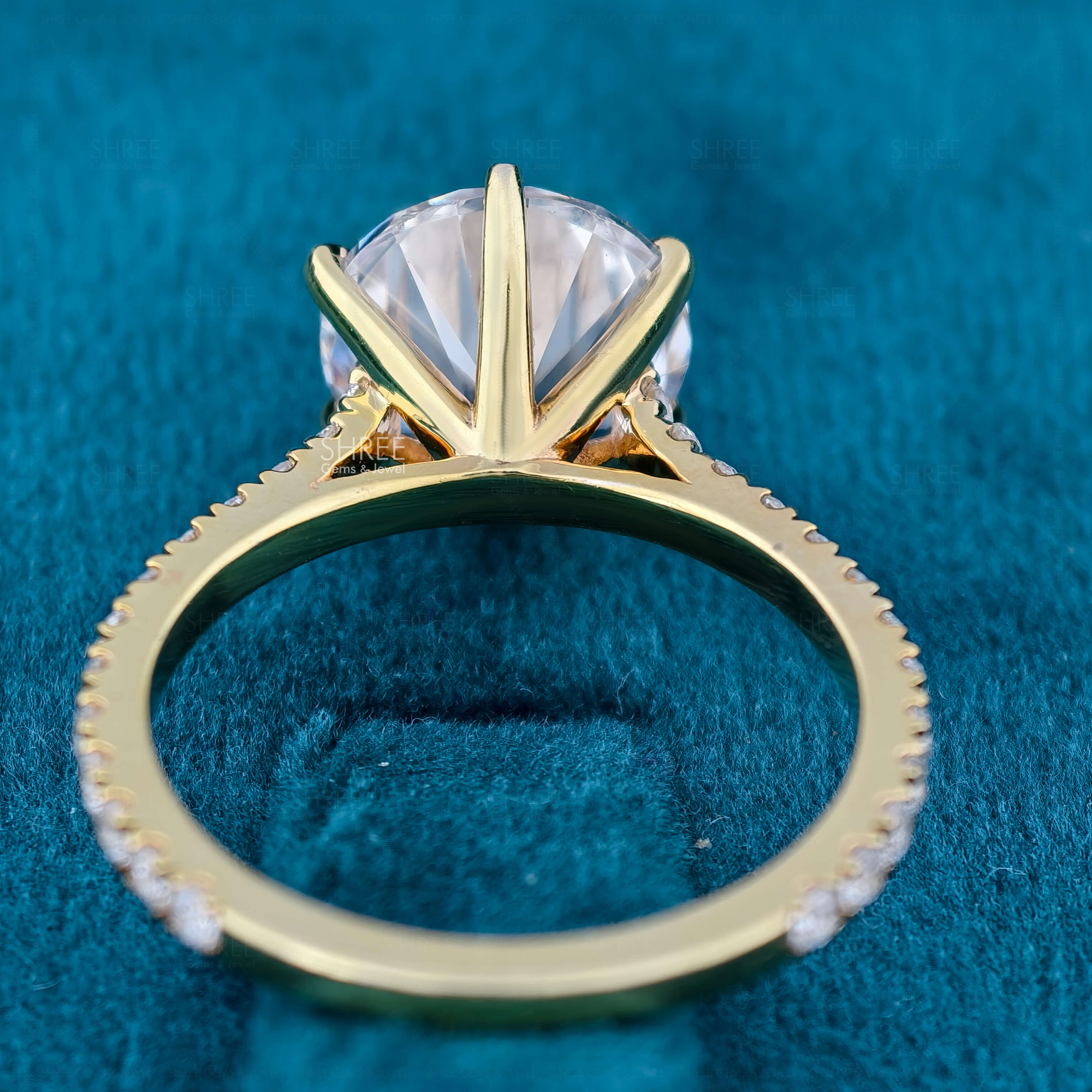 Back Side View Of Round Lab Grown Diamond Engagement Ring