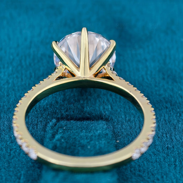 Back Side View Of Round Lab Grown Diamond Engagement Ring