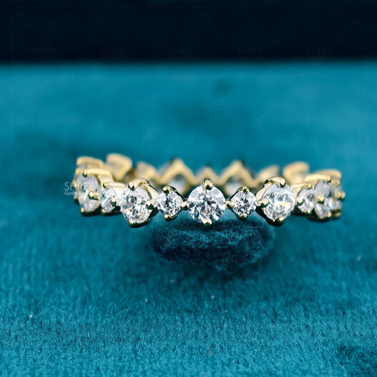 Front View of Round Lab Grown Diamond Eternity Wedding Band